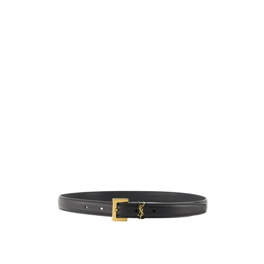 Saint Laurent  Schwarz Cassandre Schmaler Gürtel Mit Quadratischer Schnalle Aus Boxleder - 75 - Image 4