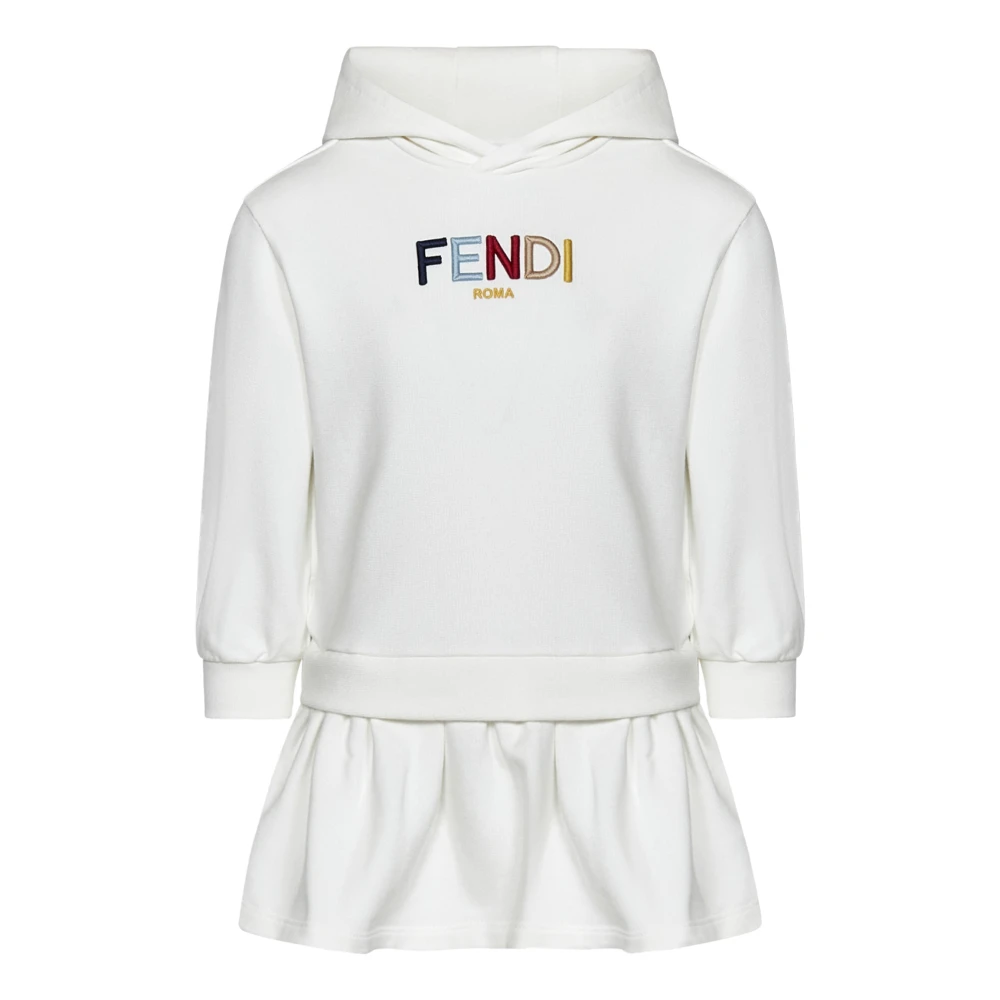 Fendi Kinderen Hoodie met Gerimpelde Zoom White Dames