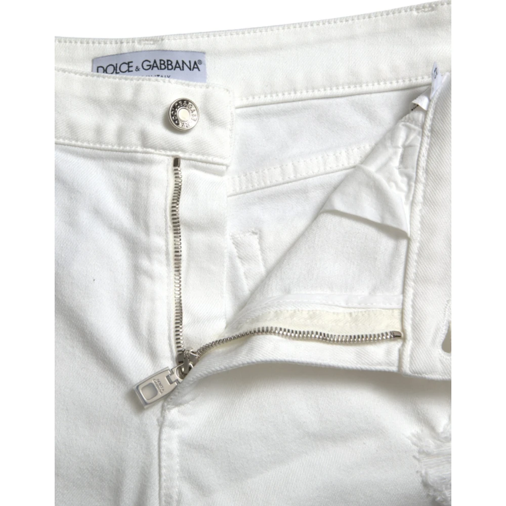 Dolce & Gabbana Witte Cropped Denim Jeans met rits White Dames