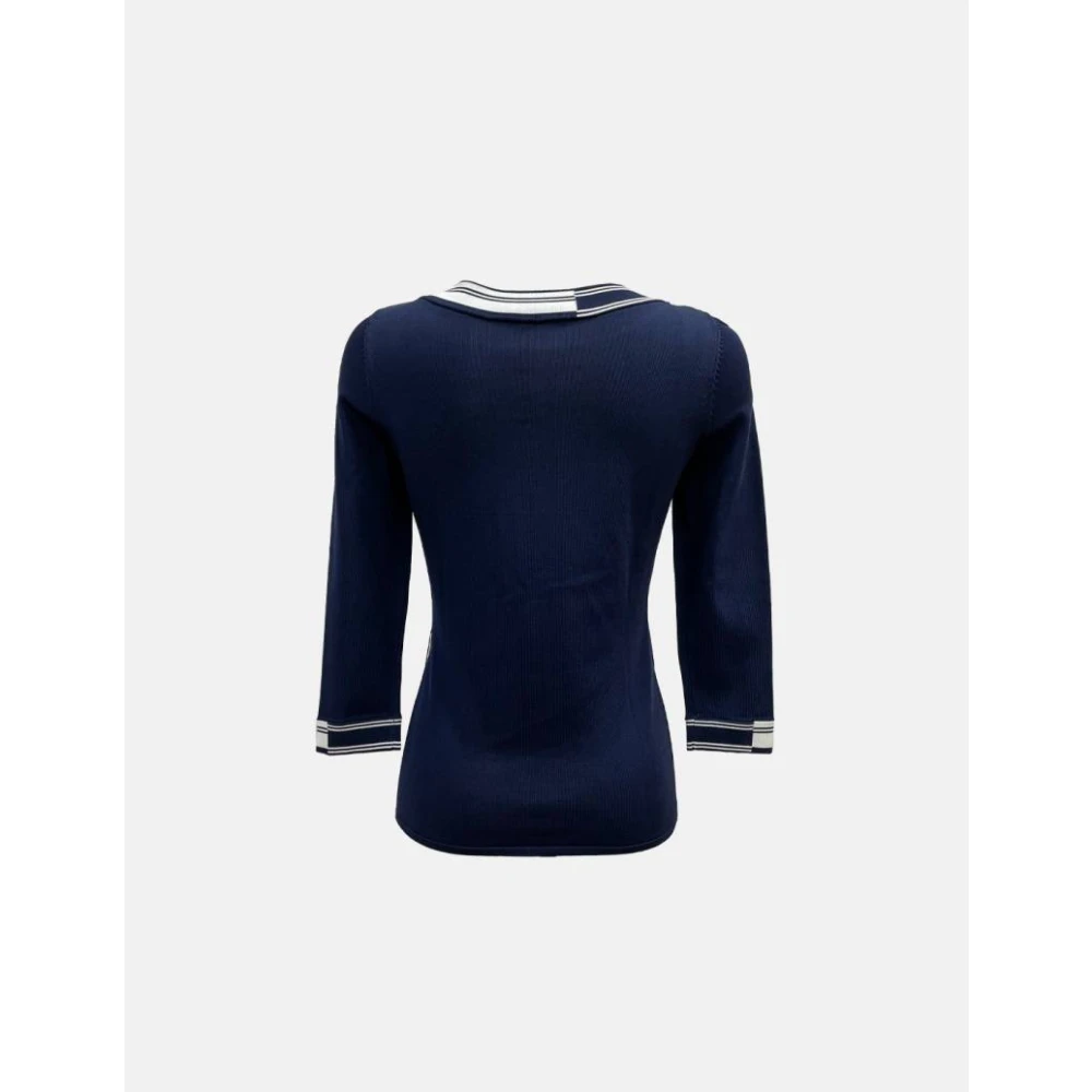 Carolina Herrera Blauw Gestreept Gebreid Shirt Blue Dames