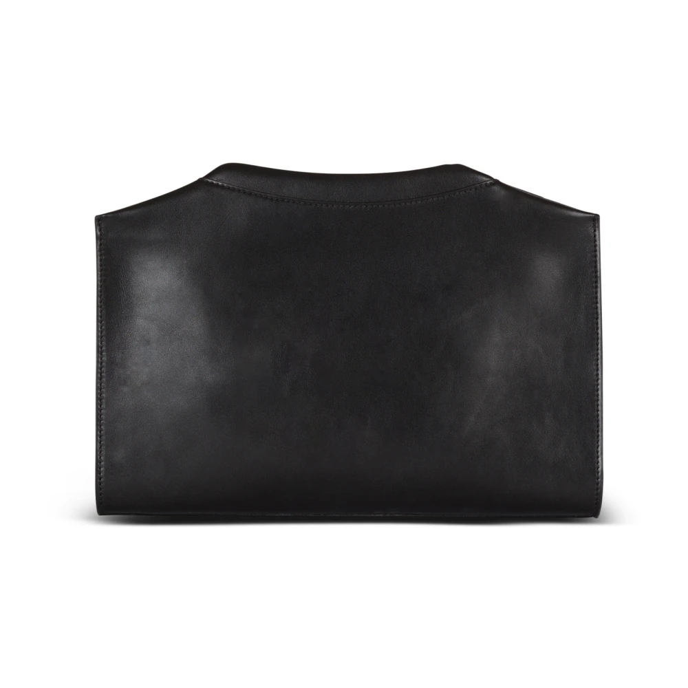 Balmain Crewneck met rits van kalfsleer Black Dames