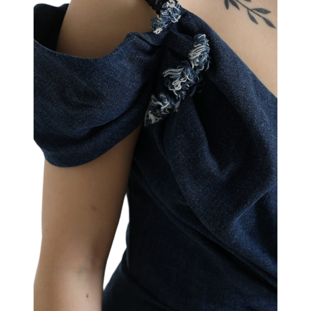 Dolce & Gabbana Blauwe tweedelige elegante kokerjurk Blue Dames