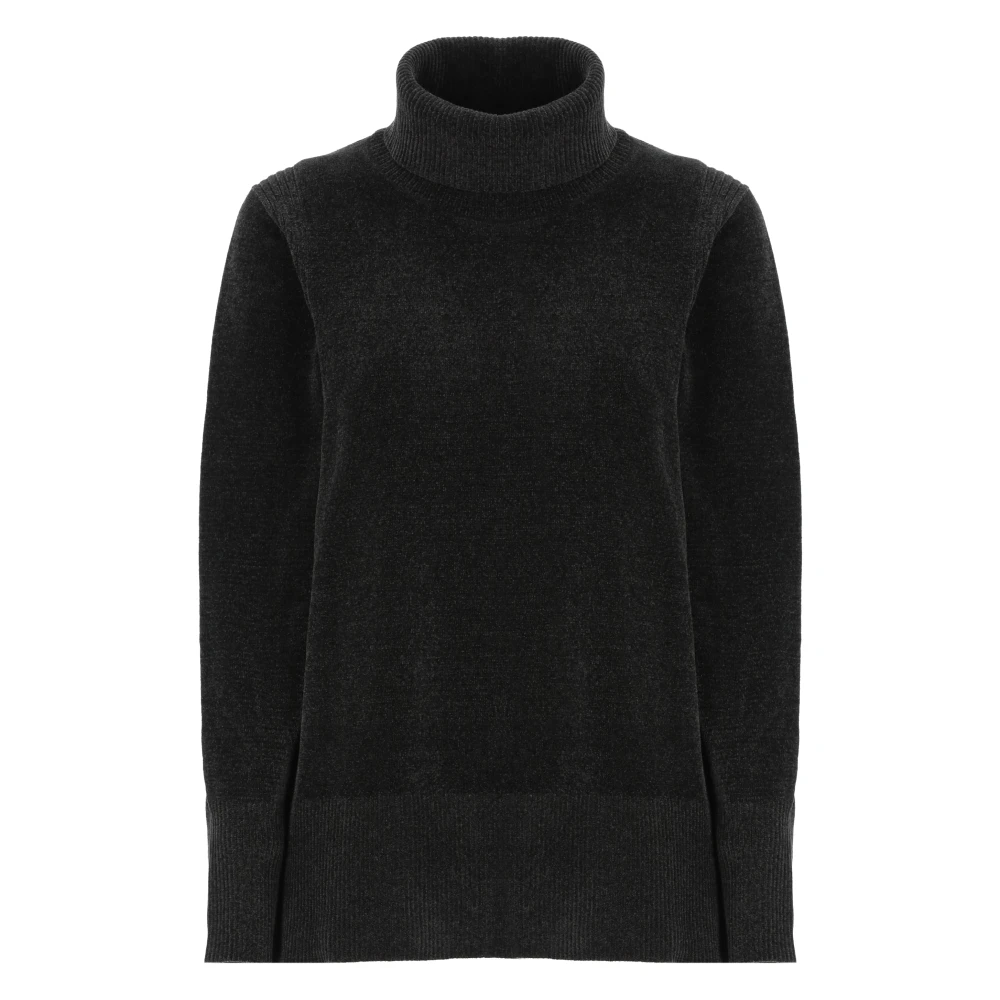 RRD Zwarte Fluwelen Trui Hoge Hals Lange Mouwen Black Dames