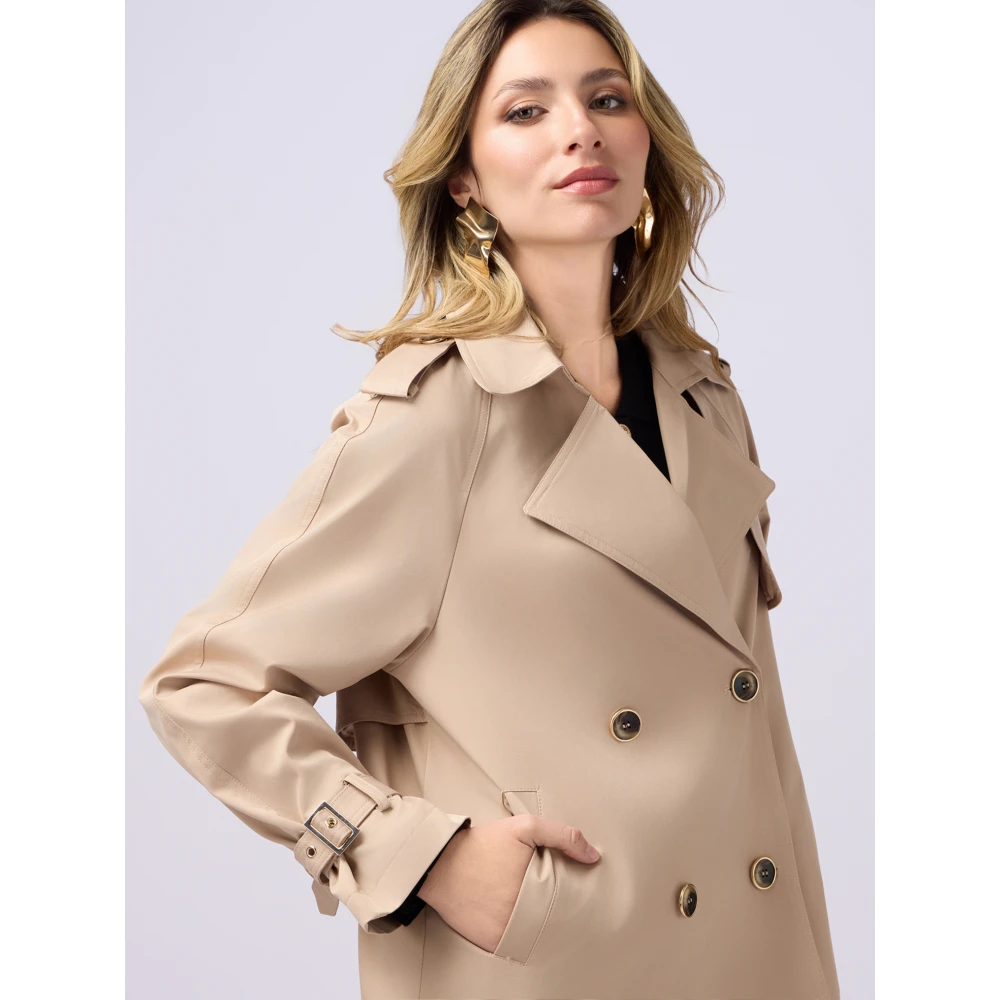 Oltre Korte double-breasted oversized trenchcoat Beige Dames