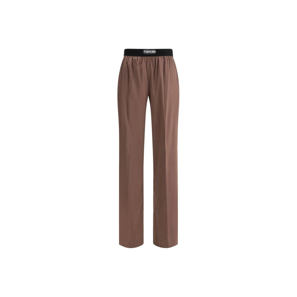 Tom Ford Zijden Elastische Taillebroek Meerdere Zakken Brown Dames