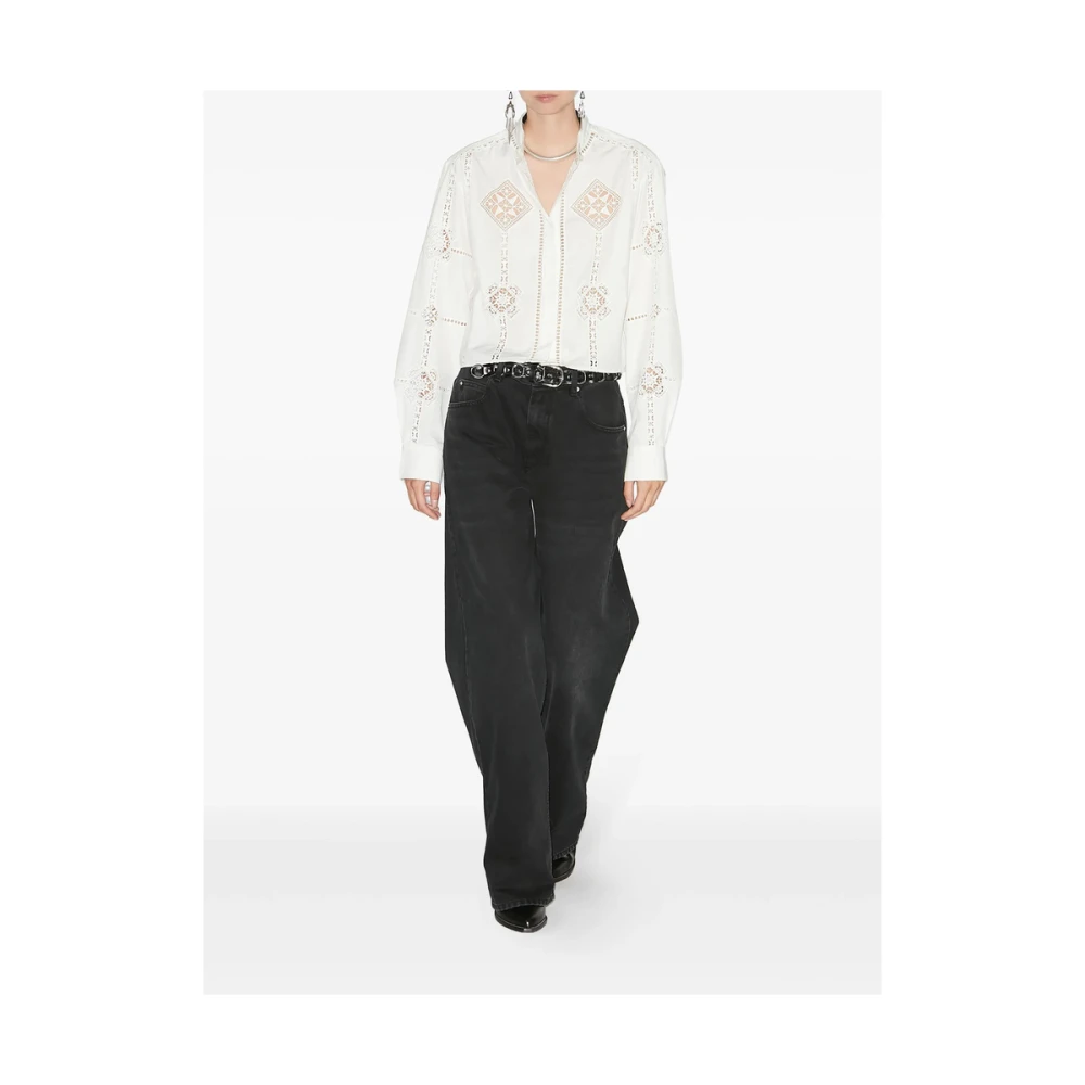 Isabel marant Witte Katoenen Poplin Broderie Anglaise Overhemd White Dames