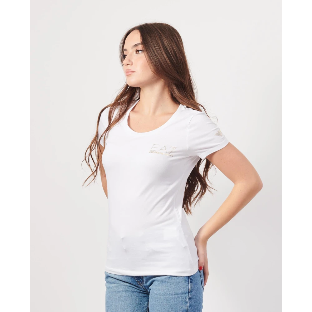 Emporio Armani Wit T-shirt met ronde hals White Dames