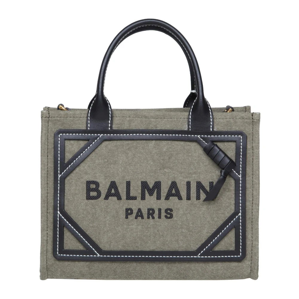 Balmain Canvas Handtas Khaki Zwart Multicolor Dames