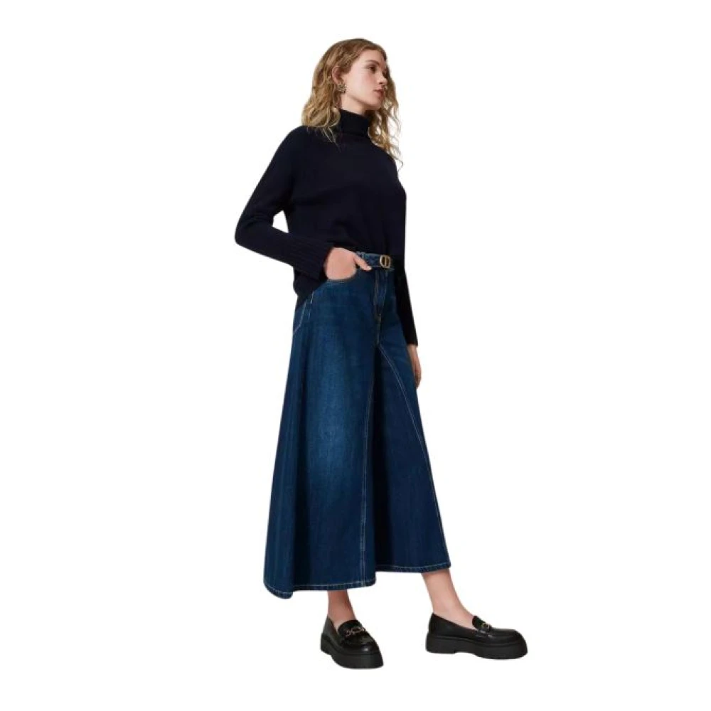 Twinset Donker Indigo Cropped Denim Jeans Blue Dames