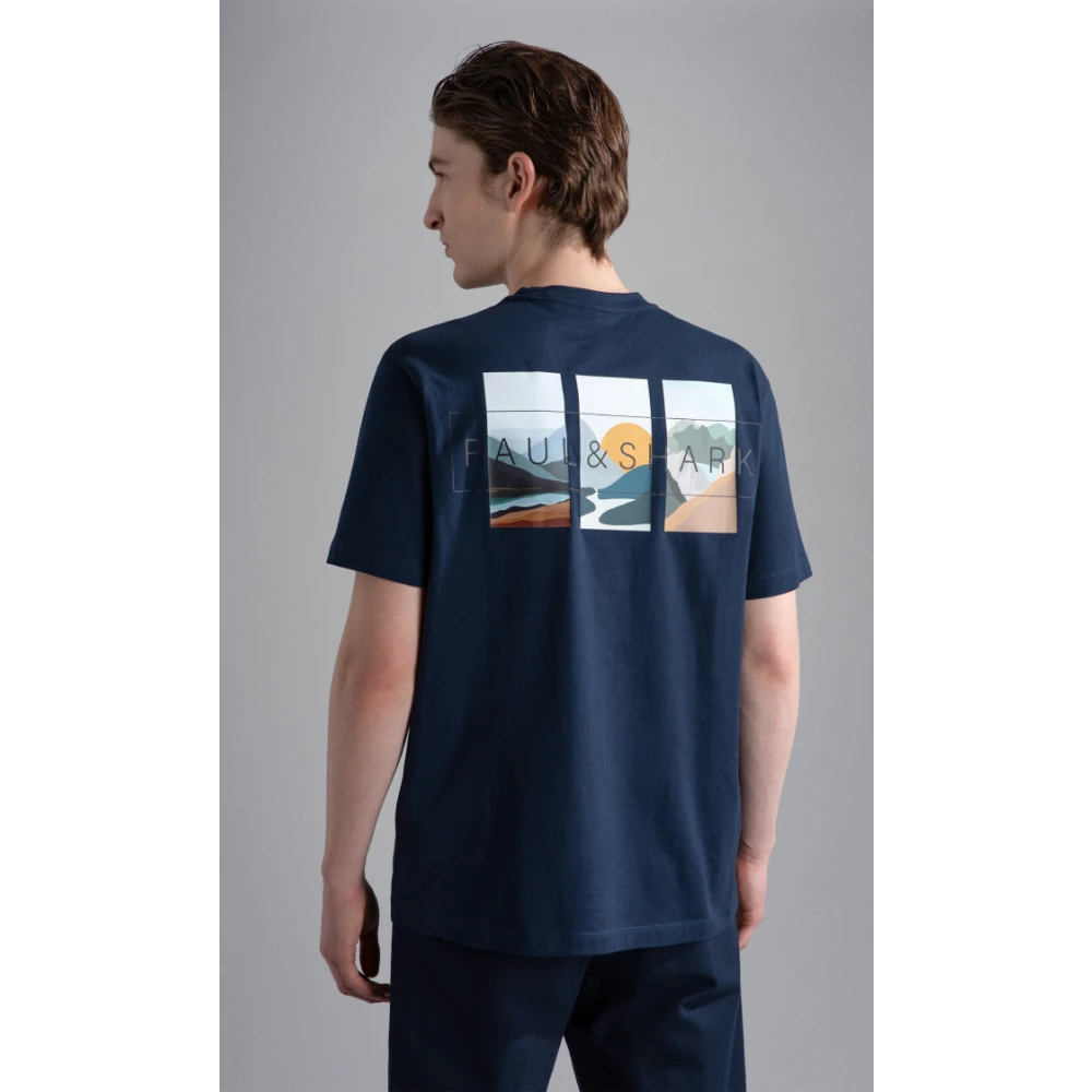 PAUL & SHARK Marine Katoenen T-shirt Regular Fit Blue Heren