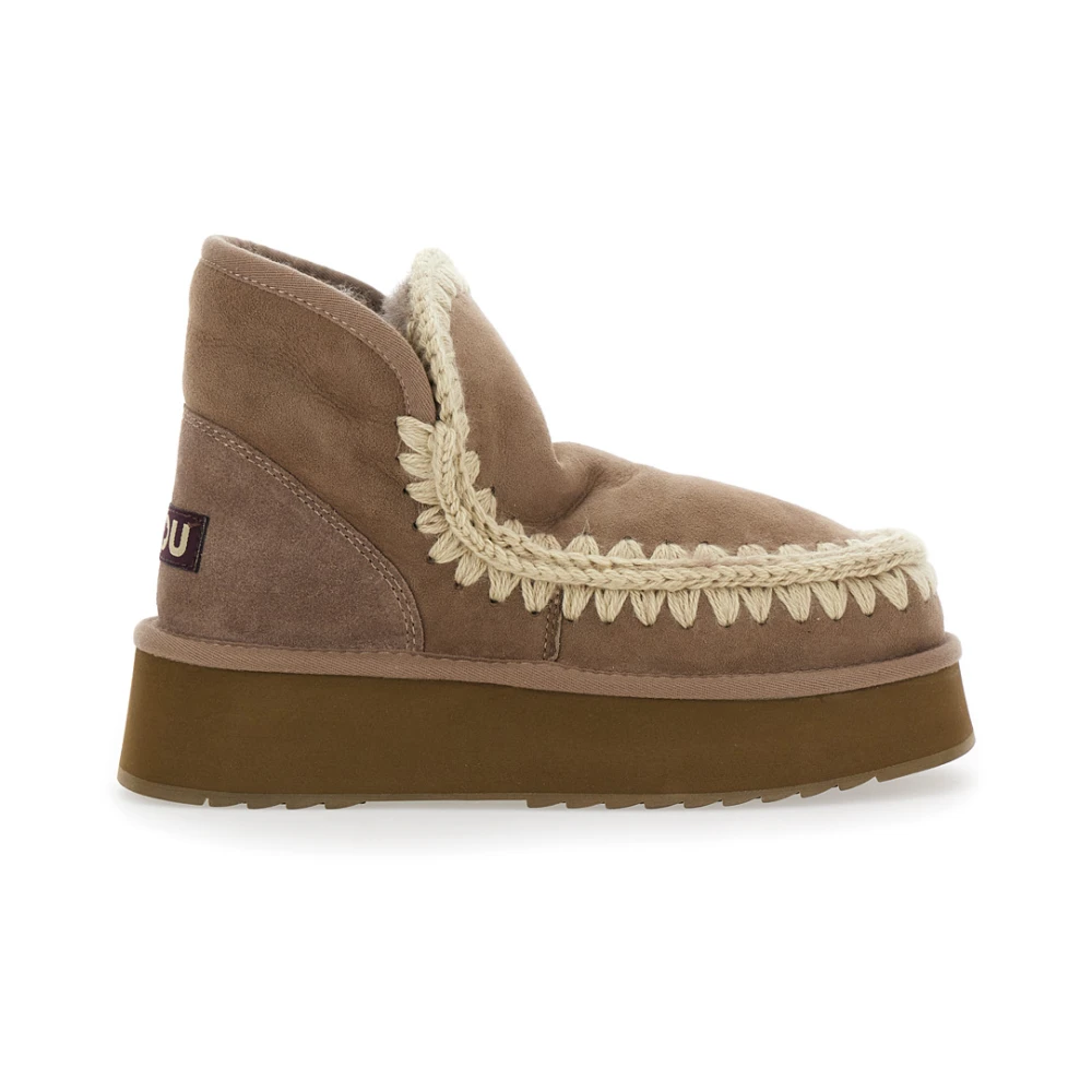 Mou Women's Gray Winter Boots, 7 Uk, Grey Eskimo Ankle Boots With Logo Patch
