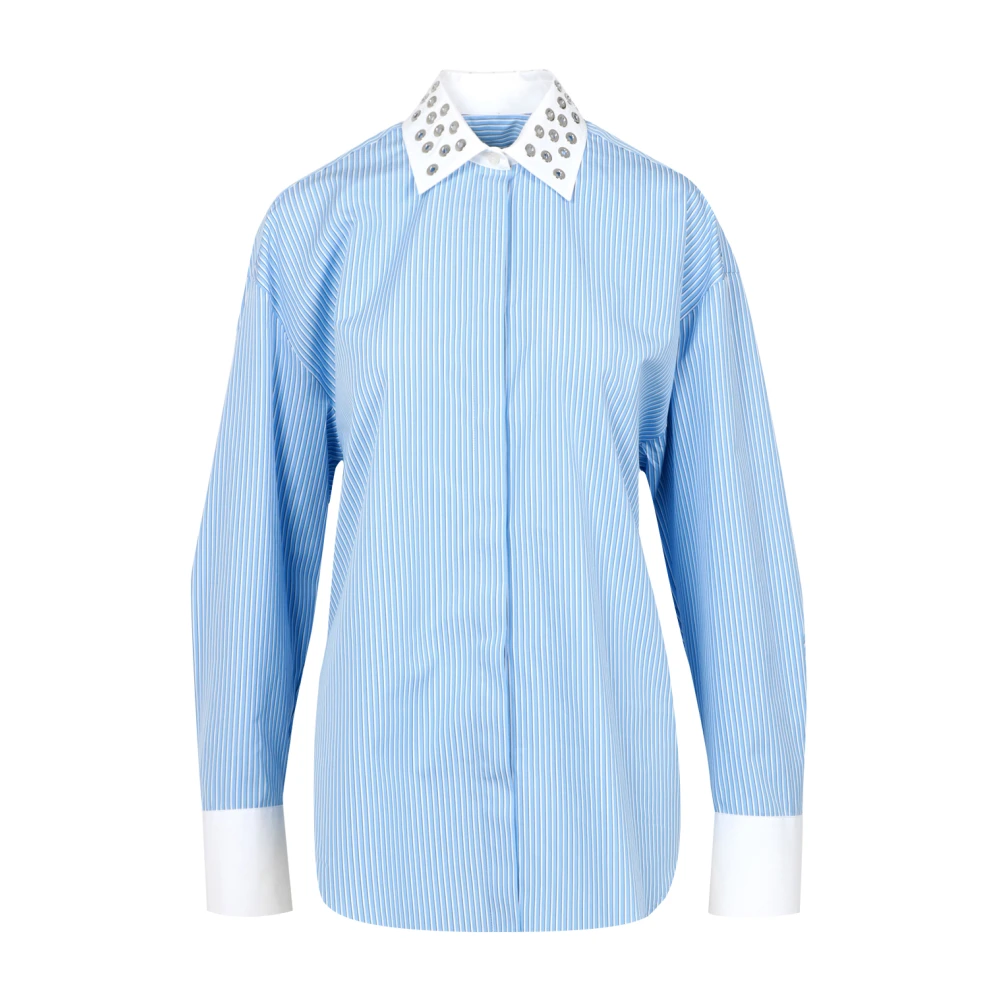 Msgm Gestreept Katoenen Shirt Lichtblauw Blue Dames