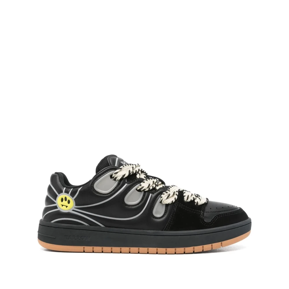 Barrow Zwarte Sneakers Leer Rubber Stof Heren Schoenen