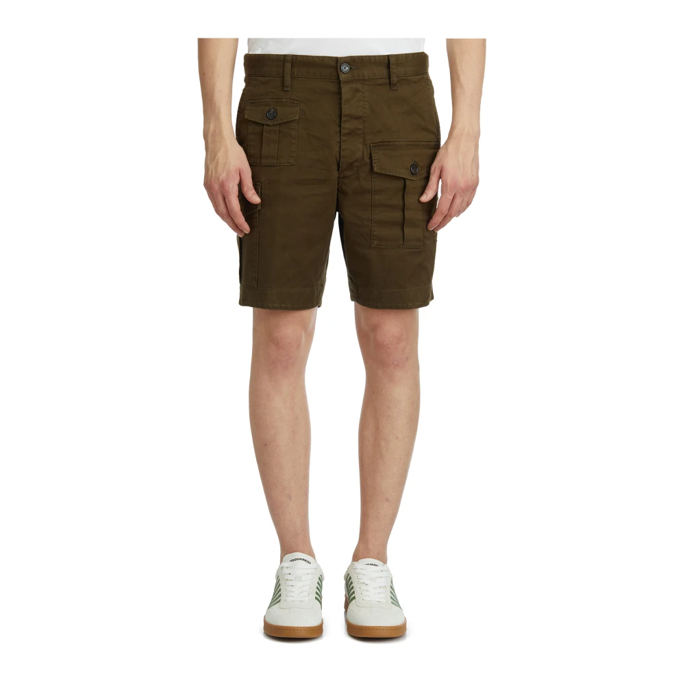 Dsquared2 Katoenen Cargo Bermuda Shorts Green Heren