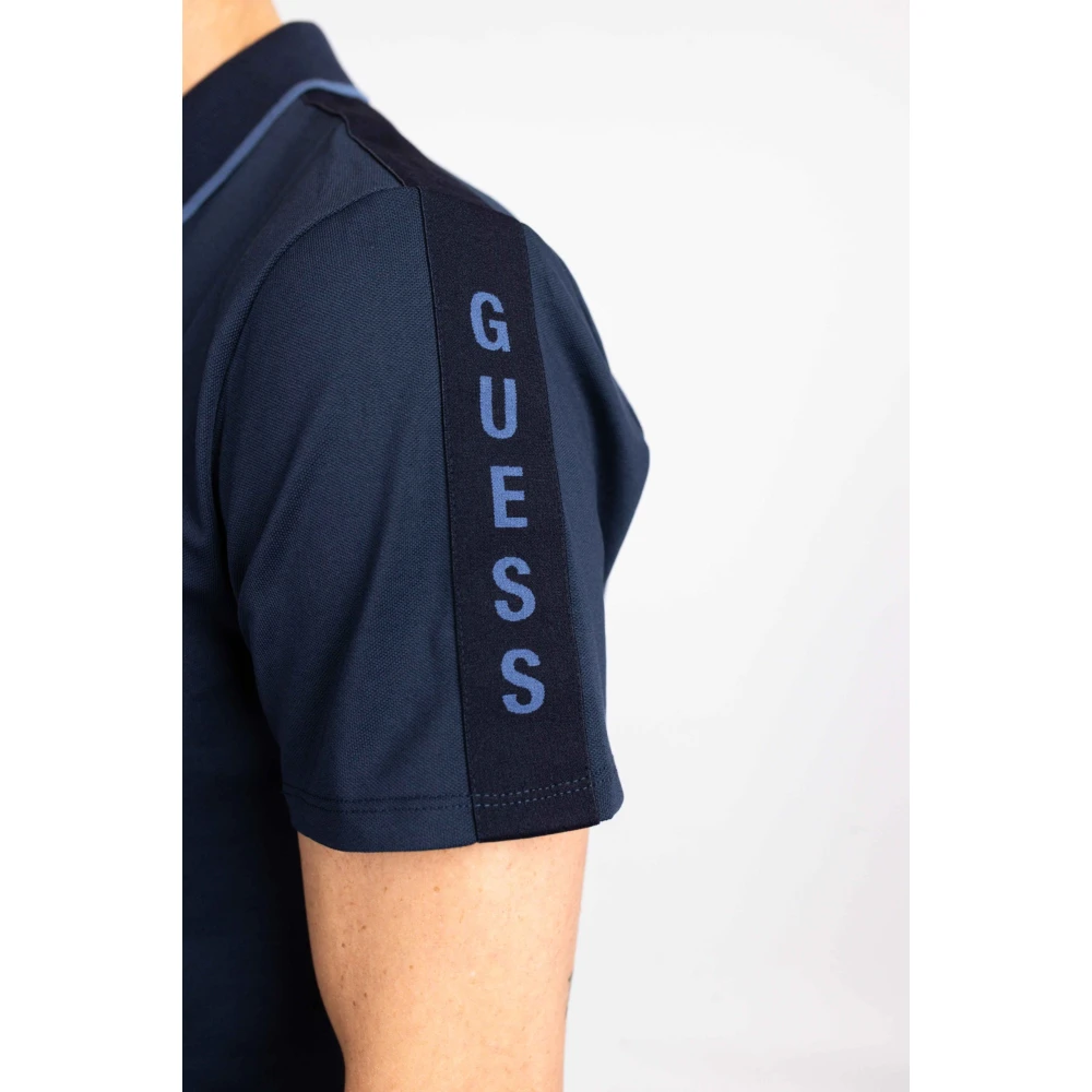 Guess Paul Pique Tape Polo Donkerblauw Blue Heren