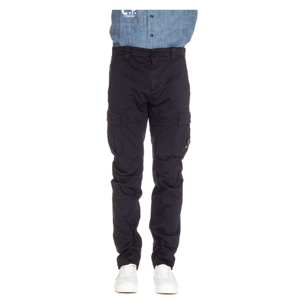 C.P. Company Blauwe Katoenen Broek Ritssluiting Blue Heren