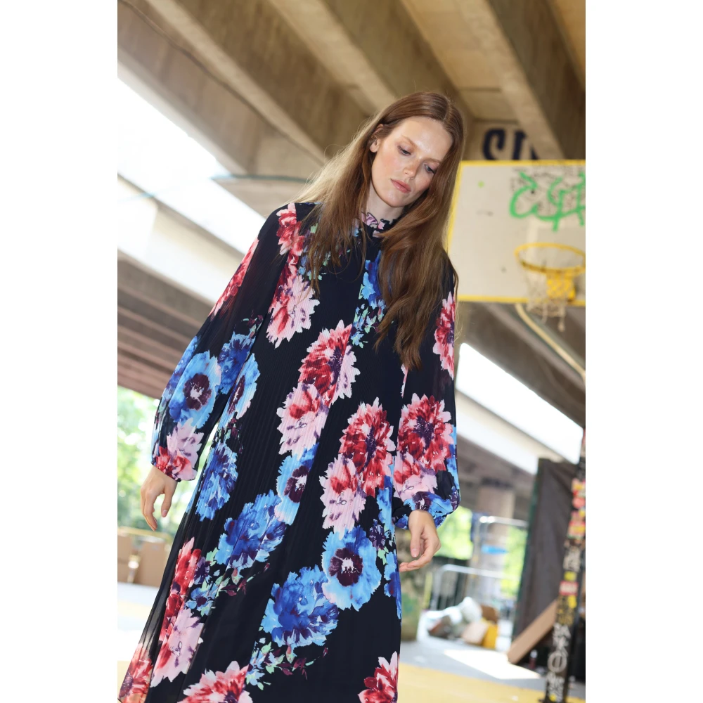 Cras Geplooide jurk met bloemenprint Multicolor Dames
