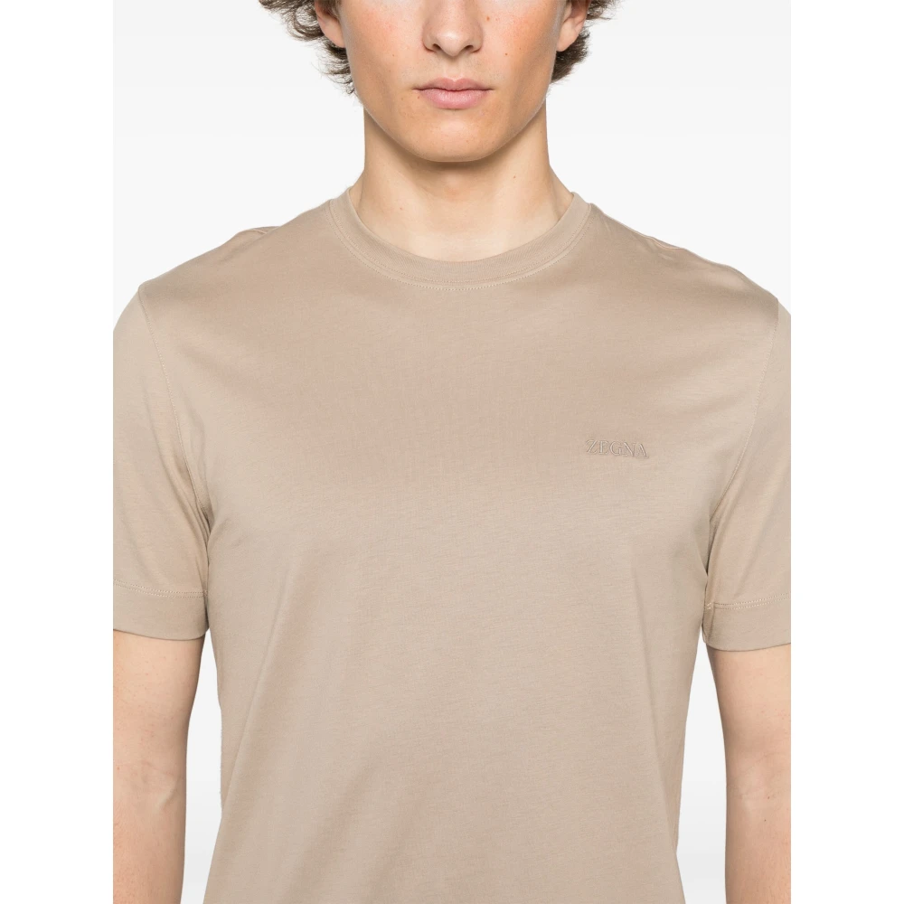 Ermenegildo Zegna Katoenen T-shirt uit Italië Beige Heren
