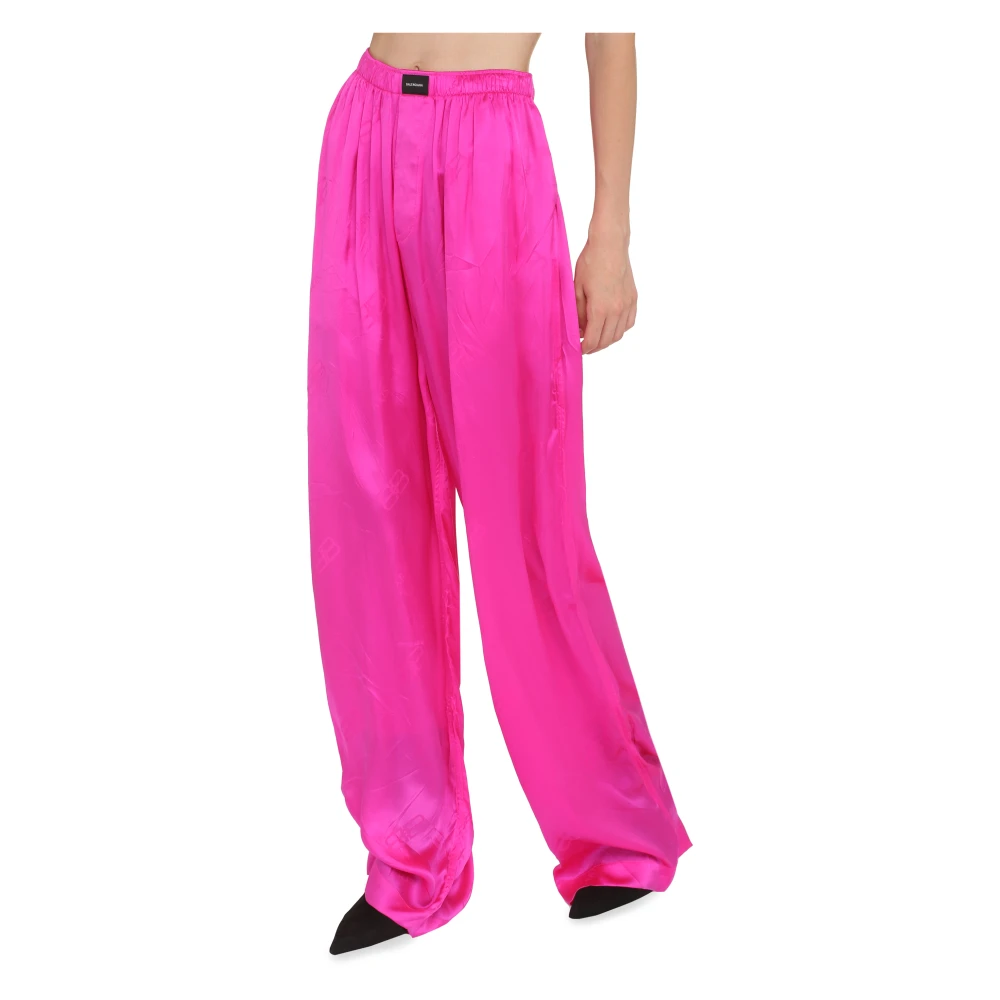 Balenciaga Zijden Gekreukte Pyjamabroek Pink Dames