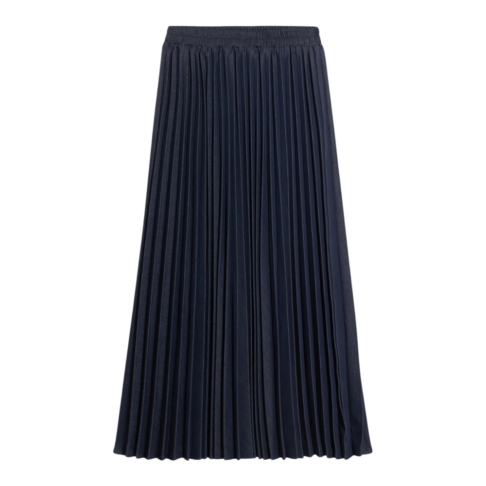 Oltre Lange Denim Plooirok Blue Dames