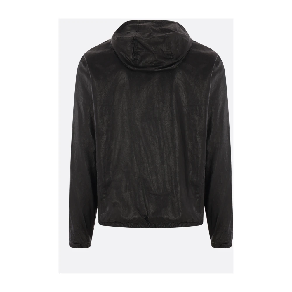 Giorgio Brato Zwarte leren capuchonjas Black Heren