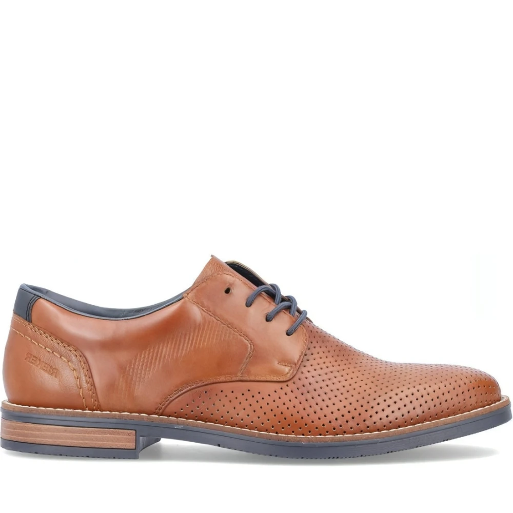 Rieker Men's Brown Shoes, Male,, Leather Business Flats Size 9 Uk