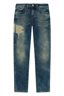 Mörkblå Jeans med Sliten Effekt