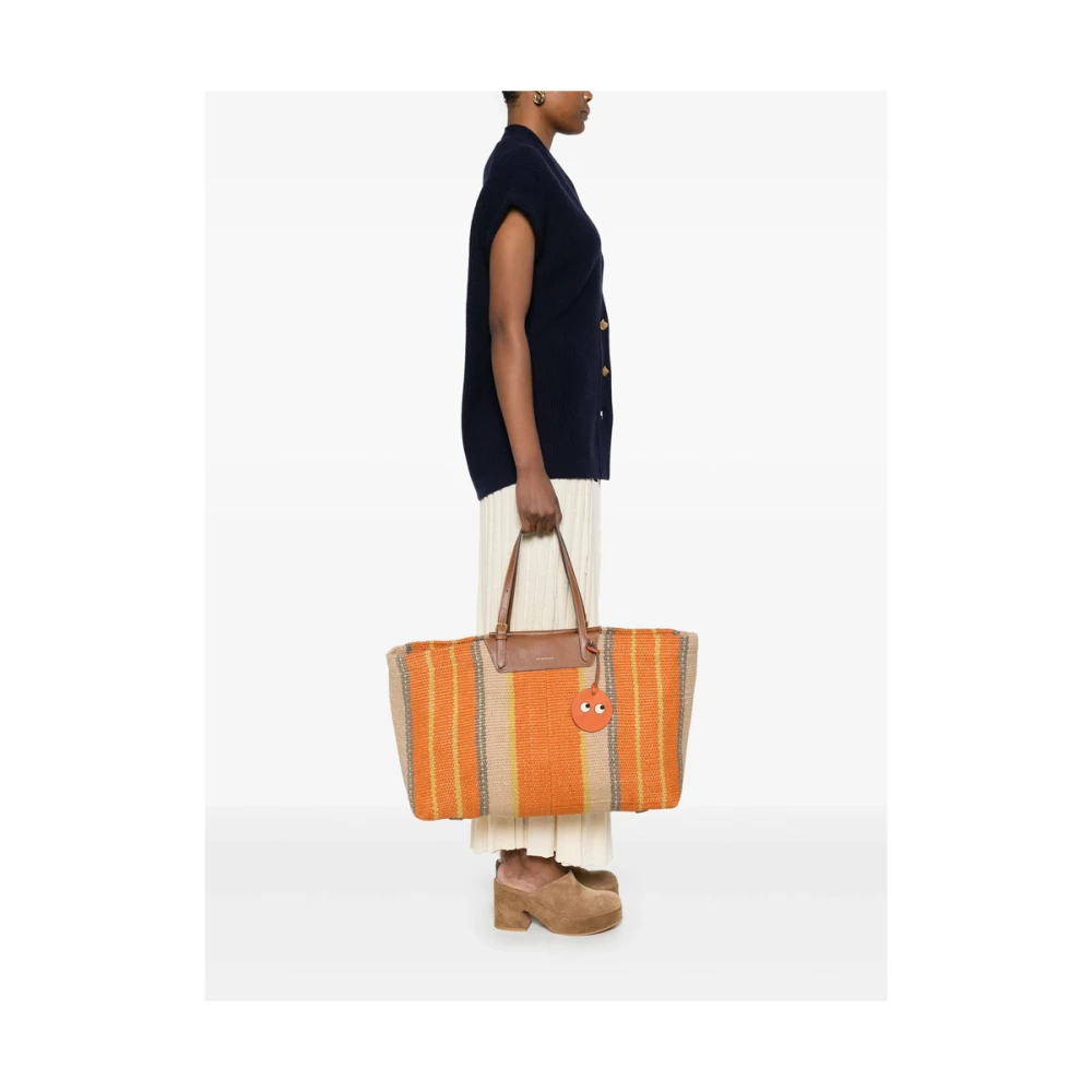 Anya Hindmarch Beige Open Top Schoudertas Orange Dames