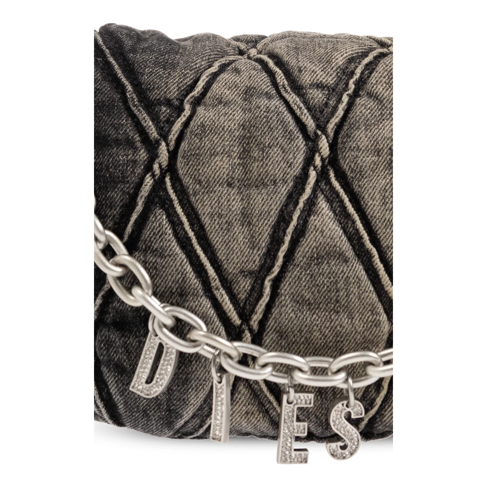Diesel Charm-D denim schoudertas Gray Dames