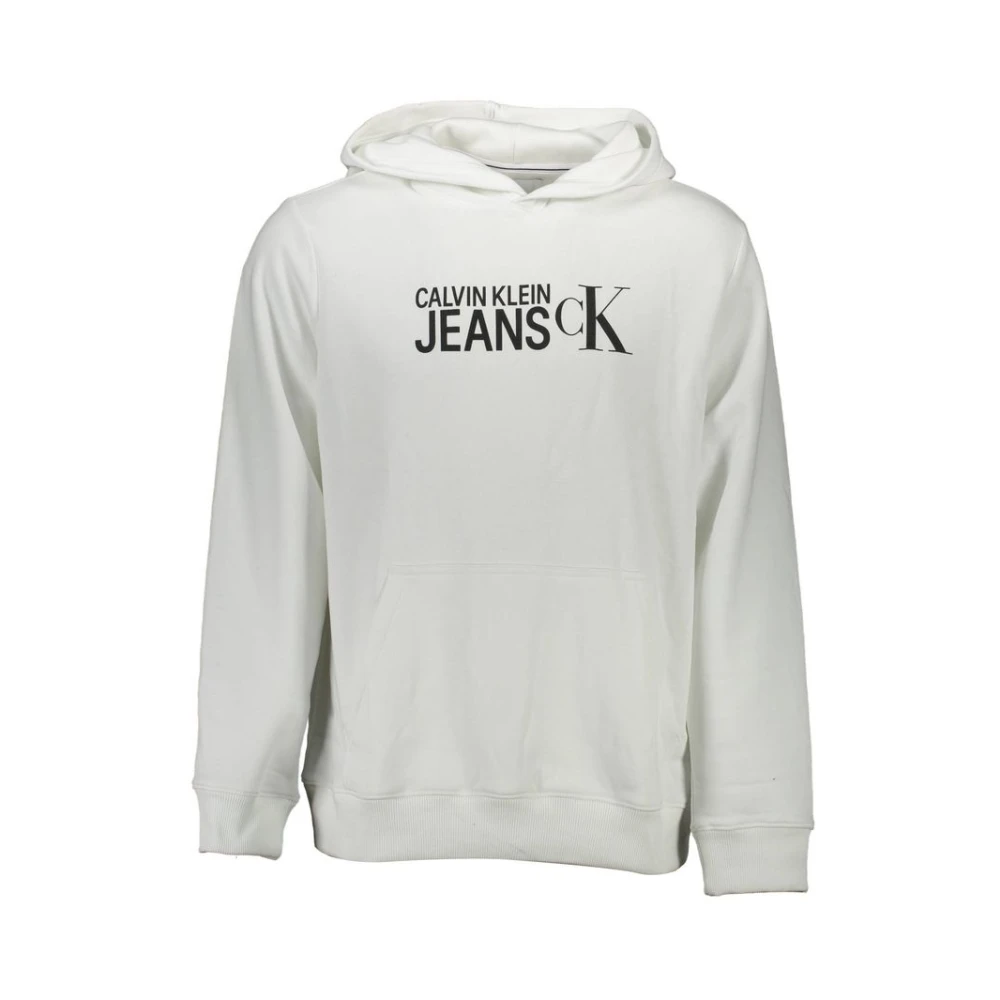 Calvin Klein Men's White Cotton Sweater Hoodie