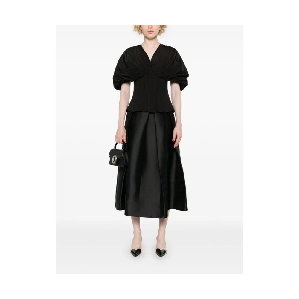 Rhea Costa Zwarte V-hals Gerimpelde Jurk Black Dames