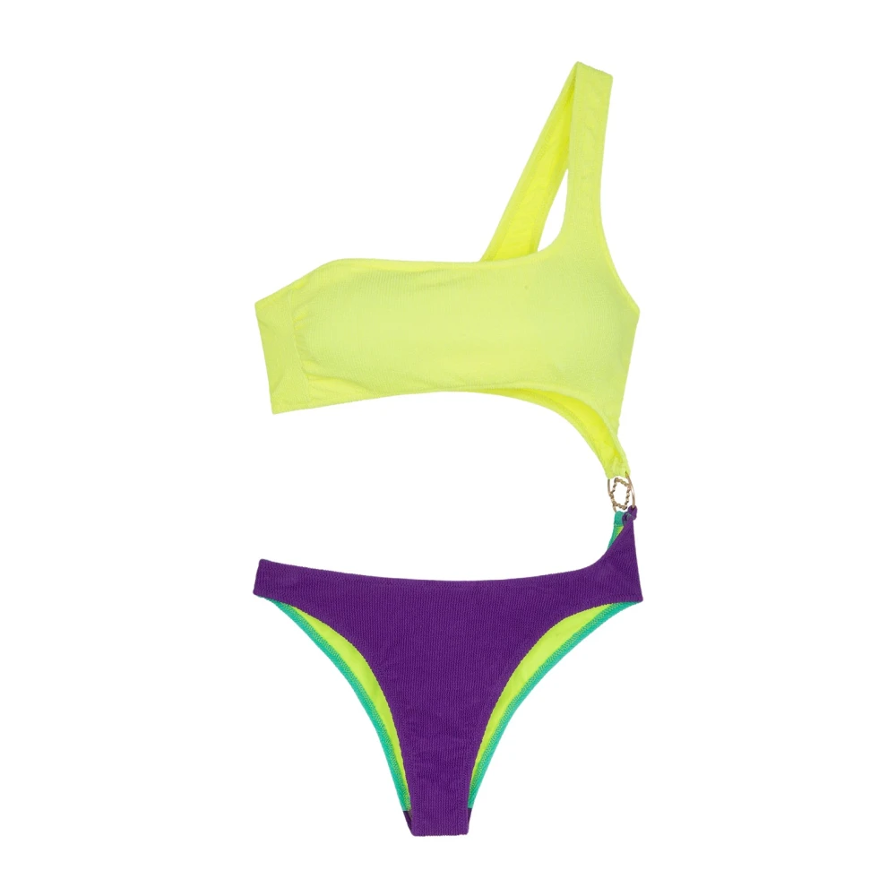 Me-Fui Geëmbosseerde Monospalla Trikini met Zijaccessoire Multicolor Dames
