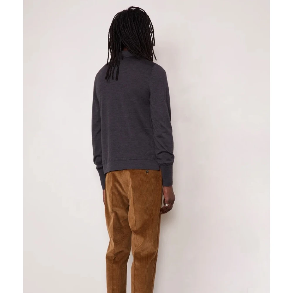 Officine Générale Lange mouw polo shirt Gray Heren