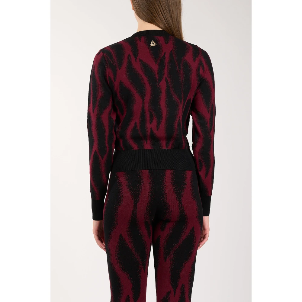 Akep Animal Print Cropped Viscose Top Red Dames