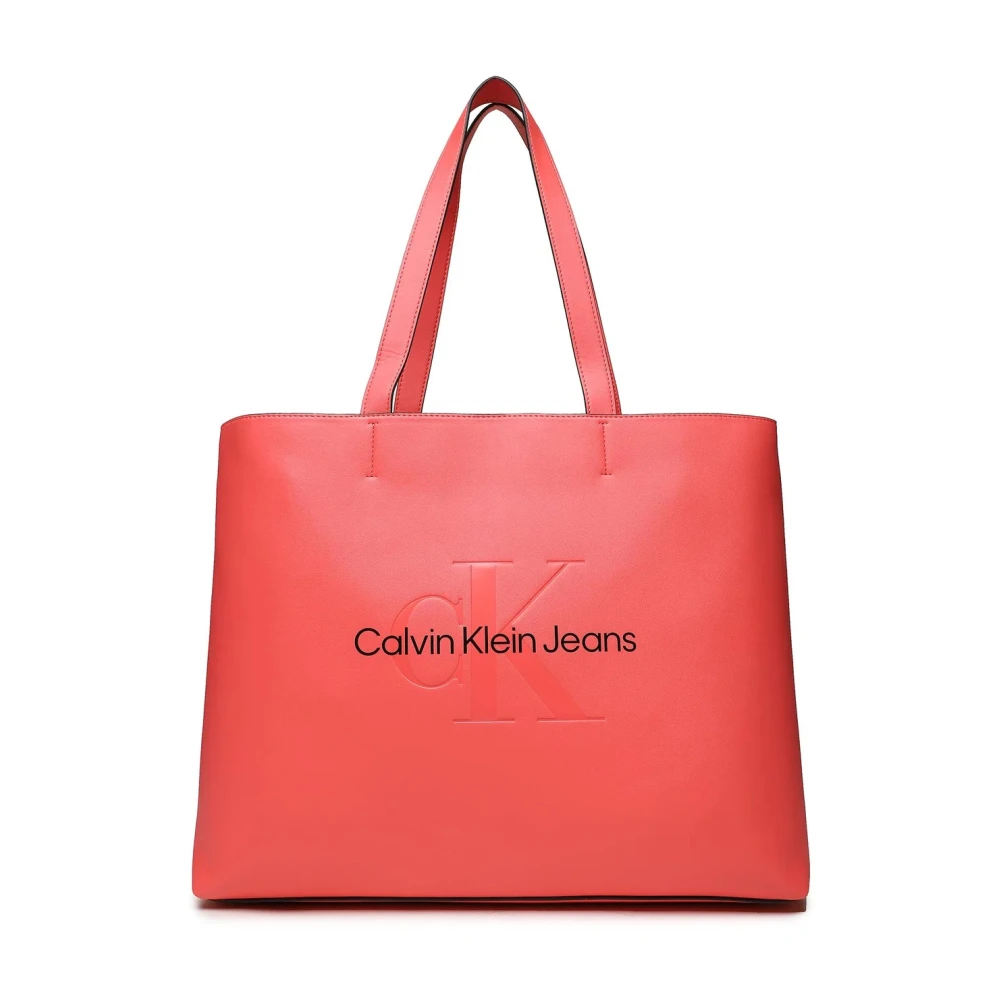 Calvin Klein Jeans Roze Bedrukte Handtas met Ritssluiting Pink Dames
