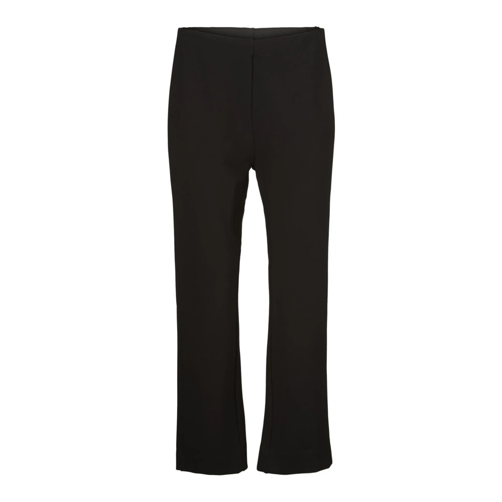 Masai Black Elastic Waist Straight-Leg Trousers - Female - Wide Trousers - L - Trousers