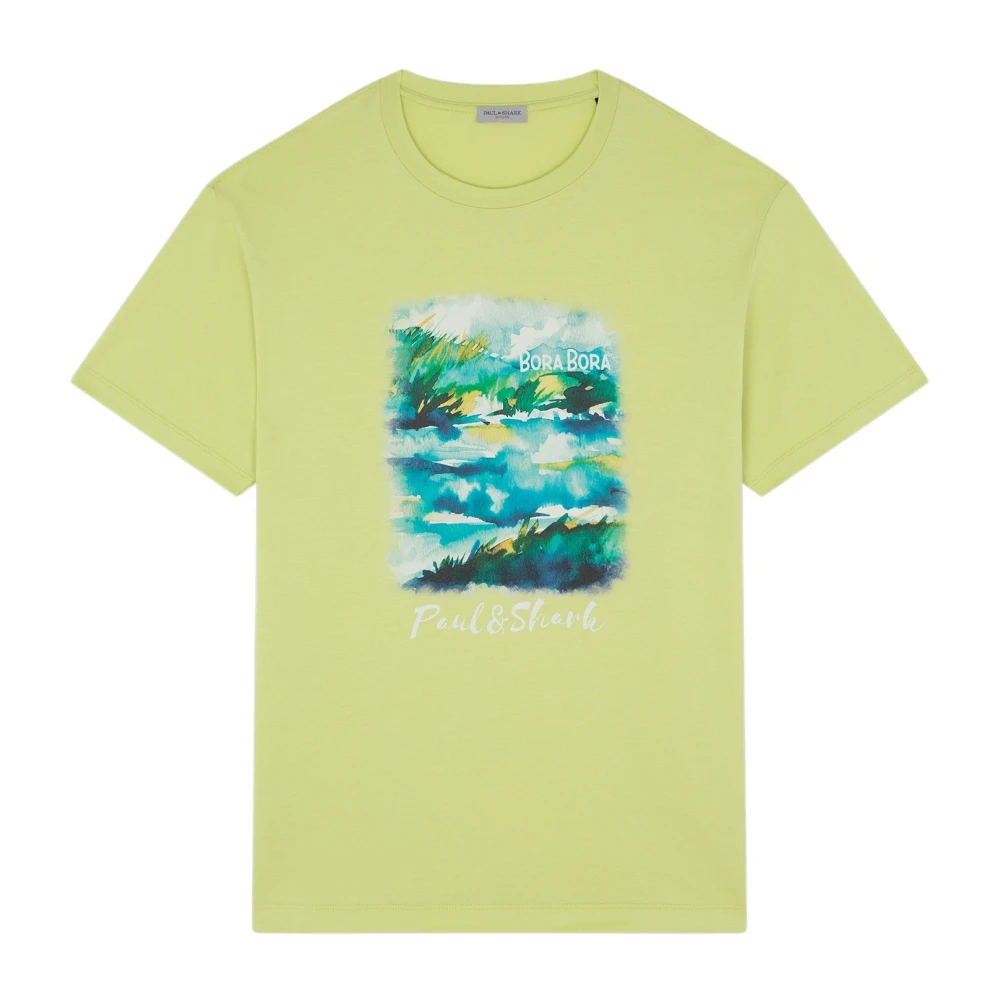 PAUL & SHARK Lime Riviera Print T-shirt Green Heren