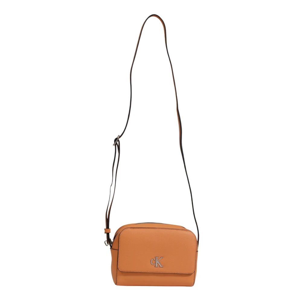 Calvin Klein Stijlvolle Oranje Faux Leren Schoudertas Orange Dames