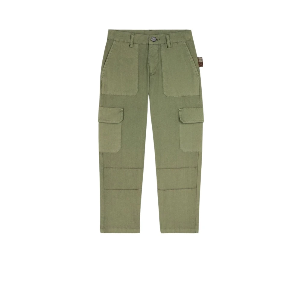Roberto Cavalli Green Logo-Embroidered Cotton Cargo Trousers - Male - Trousers - 14 Y - Kids