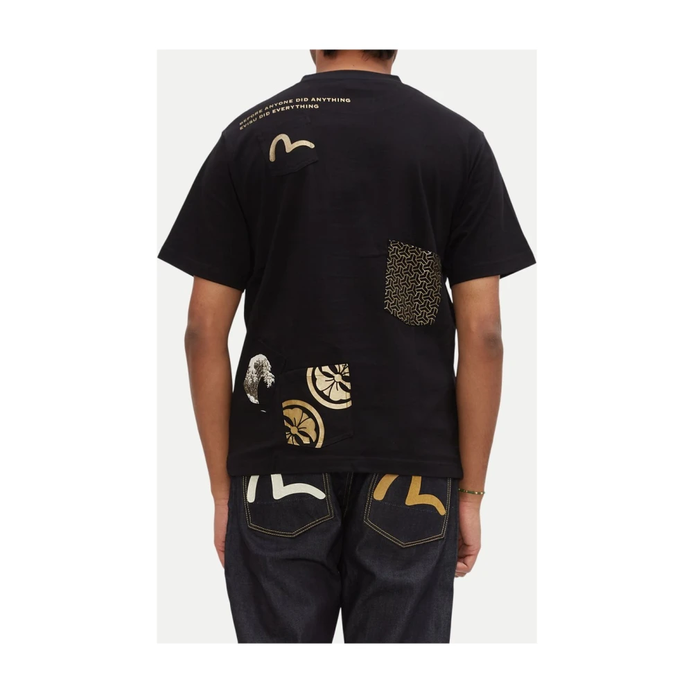 Evisu Zwart Katoen Regular Fit T-Shirt Black Heren