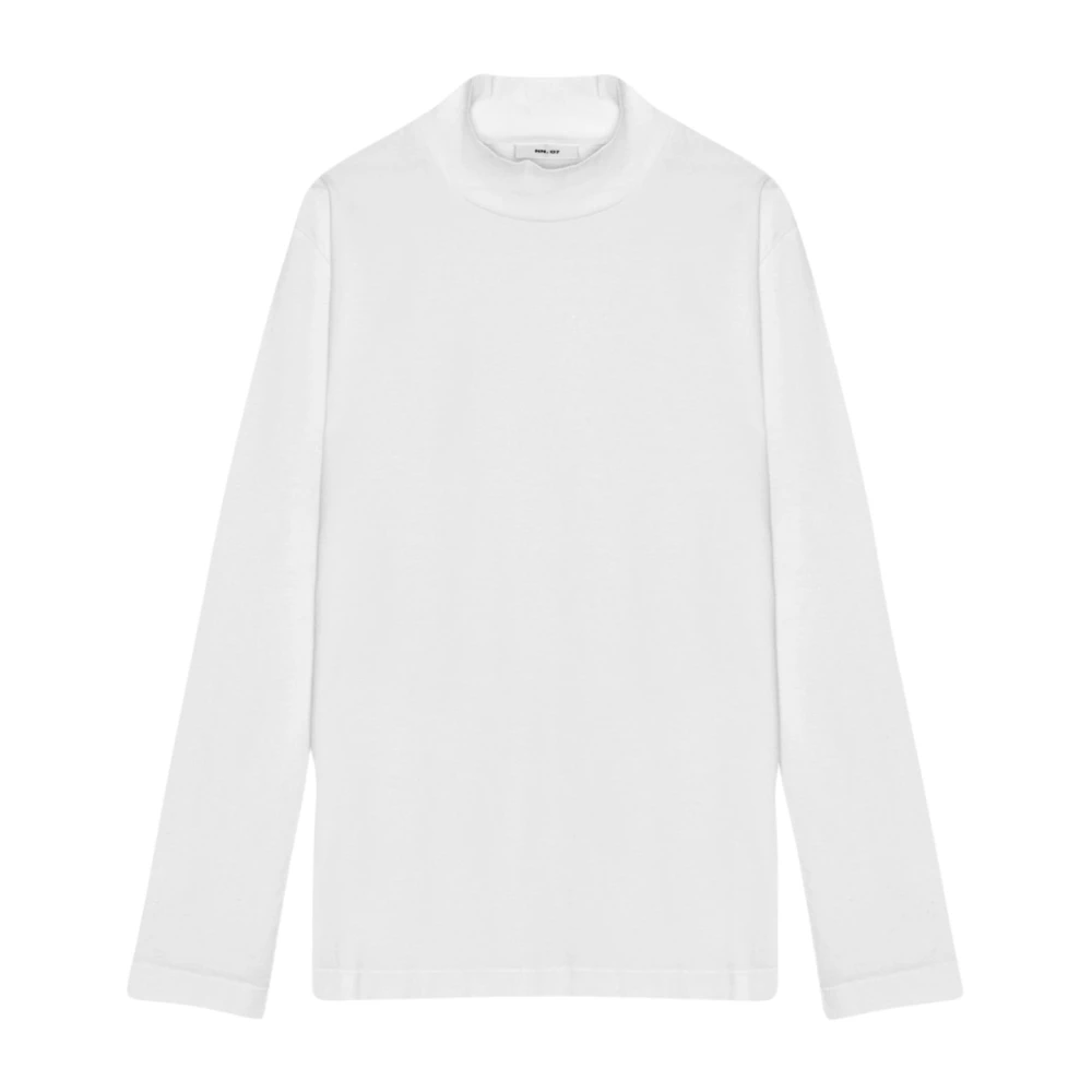 Nn07 Witte Katoenen Tee met Mock Neck White Heren