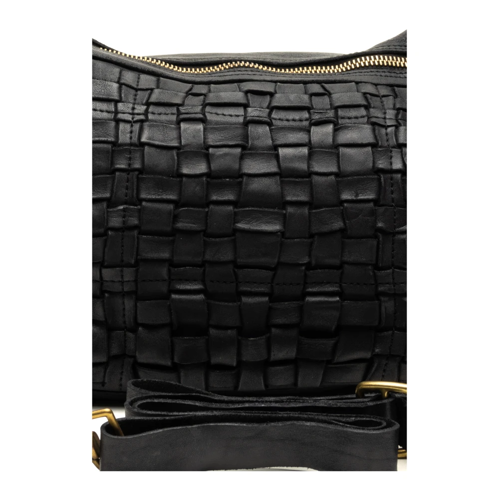 Campomaggi Zwarte schoudertas met decoratie Black Dames