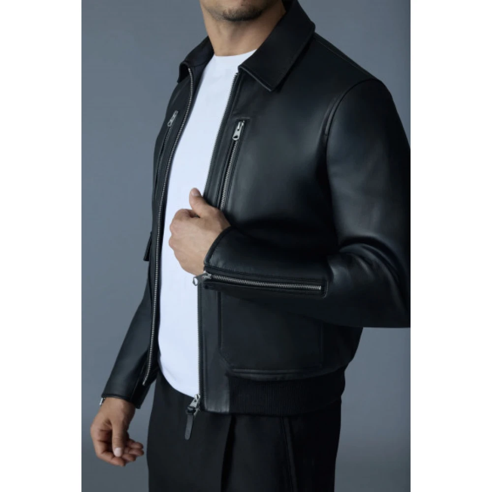 Mackage Chance-Z Spread Kraag Leren Jas Black Heren