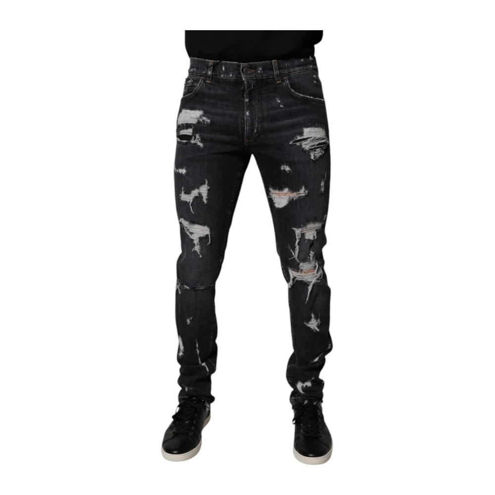 Dolce & Gabbana Men's Blue Tattered Skinny Denim Jeans