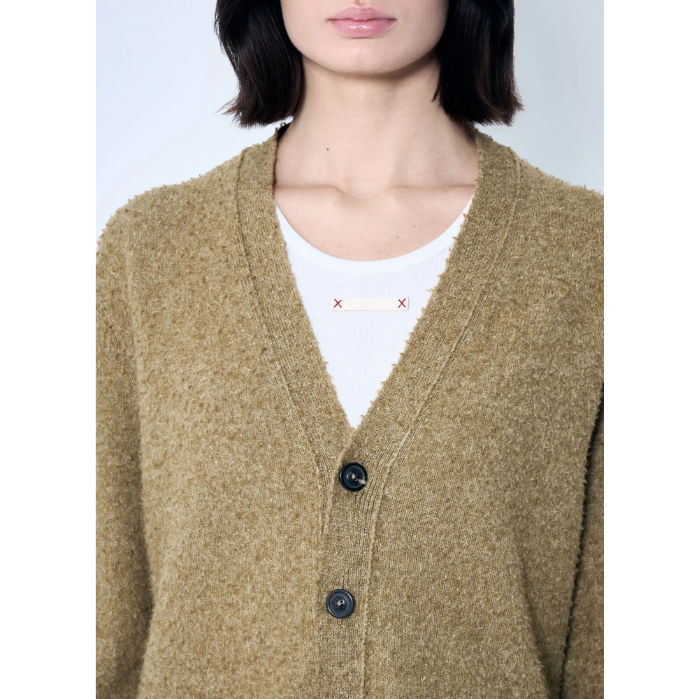 Maison Margiela Gebreide V-hals Cardigan Beige Dames