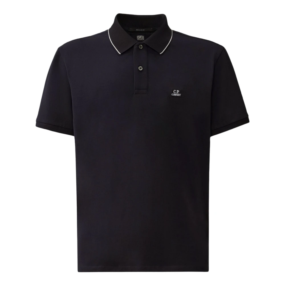 C.p. Company Men's Blue Polo Shirts, S, Stretch Piquet Short Sleeve Polo