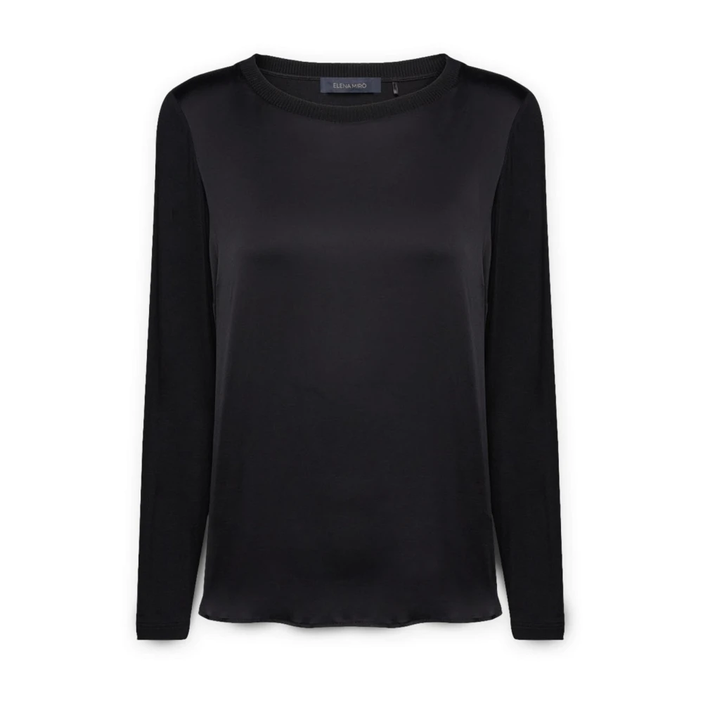 Elena Mirò T-shirt gemaakt van Viscose Lenzing™ Ecovero™ Black Dames