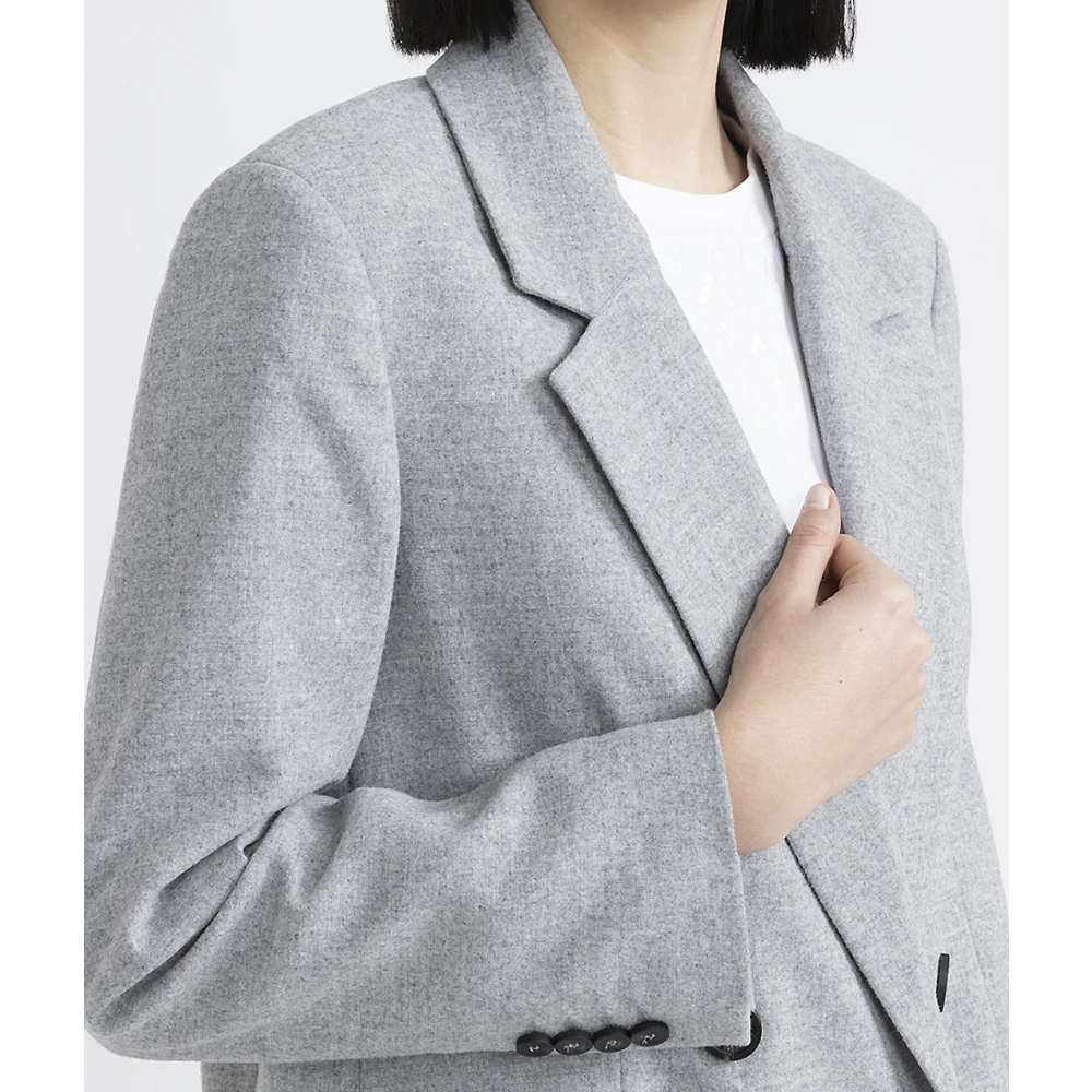 PESERICO Dubbelrijige blazer in lichtgewicht wolmix flanel Gray Dames