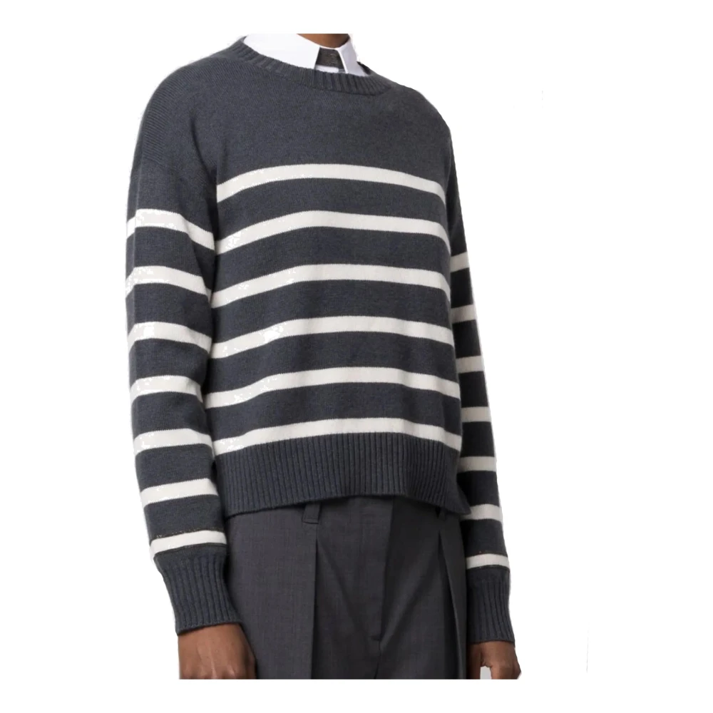 BRUNELLO CUCINELLI Gestreepte Cashmere Sweater Vrouwen Italië Gray Dames