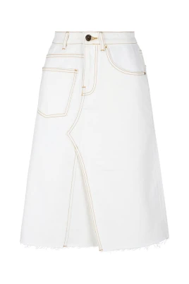 Vit denimkjol med kontrastsömmar